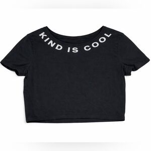 Women’s Black White Cropped Top 'Kind is Cool, Style Saves' T-Shirt